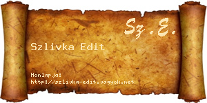 Szlivka Edit névjegykártya